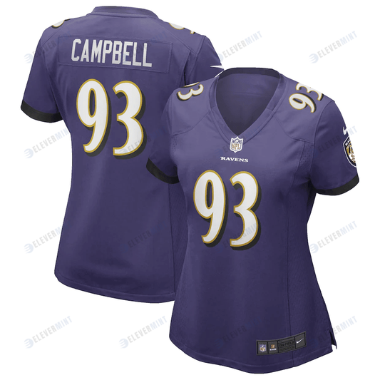 Calais Campbell 93 Baltimore Ravens Women's Game Player Jersey - Purple