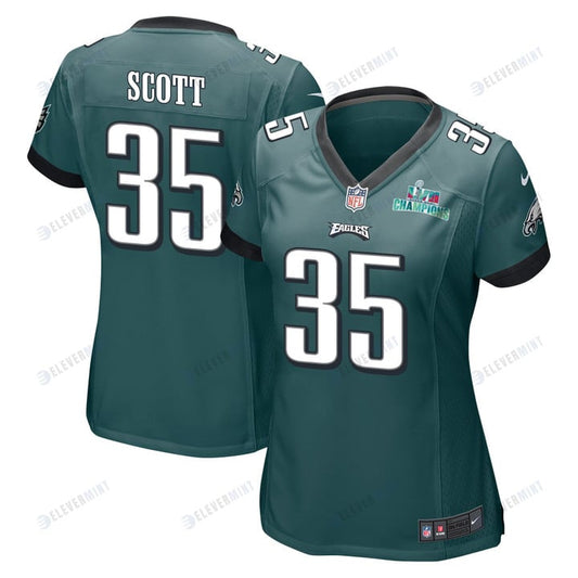 Boston Scott 35 Philadelphia Eagles Super Bowl LVII Champions Women Game Jersey - Midnight Green