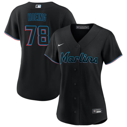 Bryan Hoeing Miami Marlins Nike Women's Alternate Replica Jersey - Black