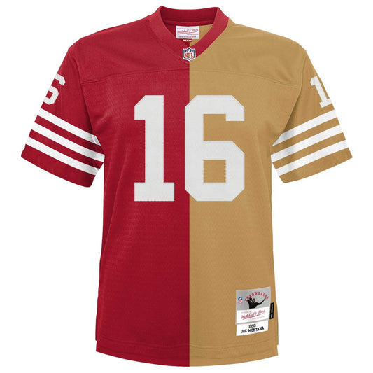 Boys' Grade School Joe Montana Mitchell & Ness 49ers Split Legacy Jersey - Red