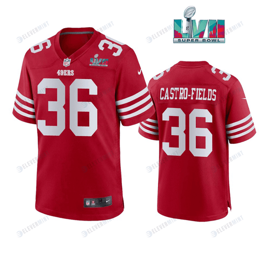 Austin Mack 36 San Francisco 49Ers Super Bowl LVII Men Game Jersey- Scarlet