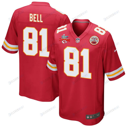 Blake Bell 81 Kansas City Chiefs Super Bowl LVII Champions 3 Stars Men Game Jersey - Red