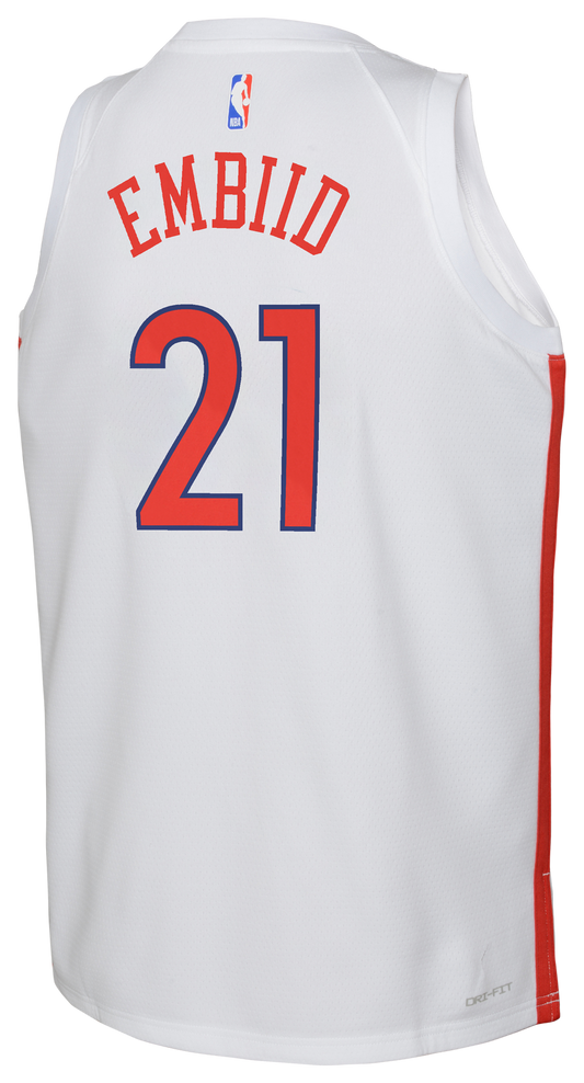 Boys' Grade School Embiid Joel Nike 76ers City Edition Swingman Jersey - White