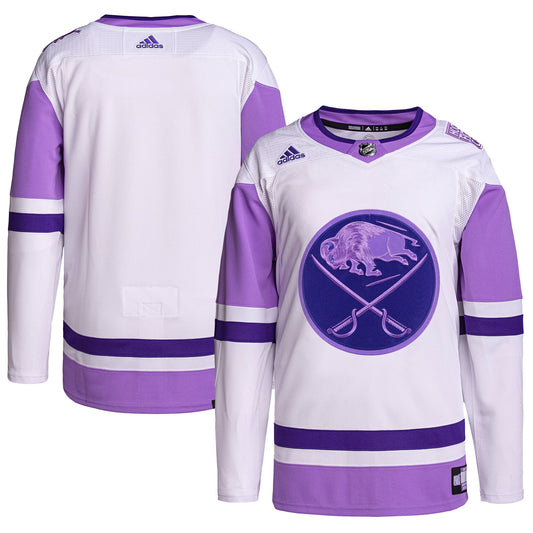 Buffalo Sabres adidas Hockey Fights Cancer Primegreen Authentic Blank Practice Jersey - White/Purple